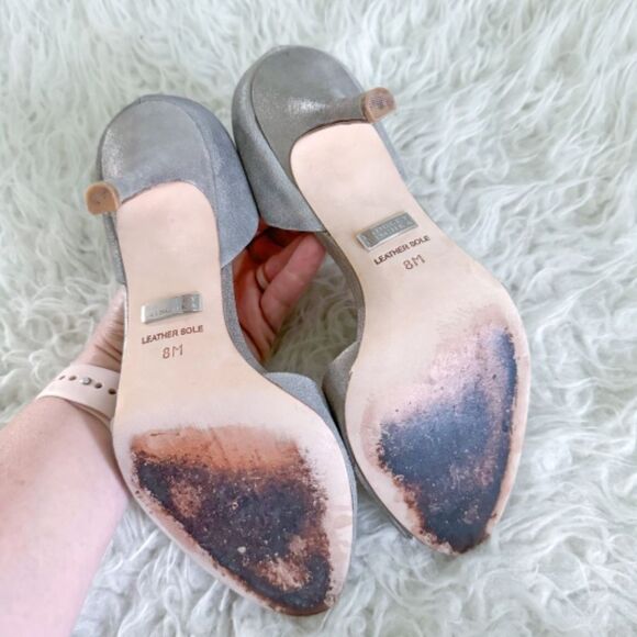 Badgley Mischka Gunmetal Silver Embellished Heels | Size 8 - Picture 6 of 10